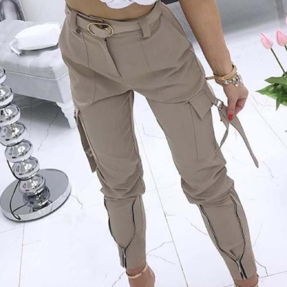 Women's Tan Beige Cargo Pants
